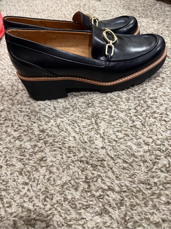 Naturalizer Shoes - Naturalizer Black Leather Platform Loafers with Gold Bit